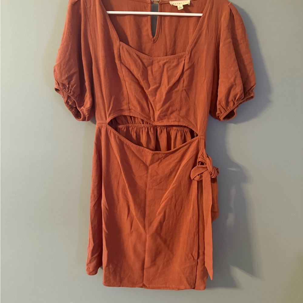 Promesa Rust Puff Sleeve Mini Dress